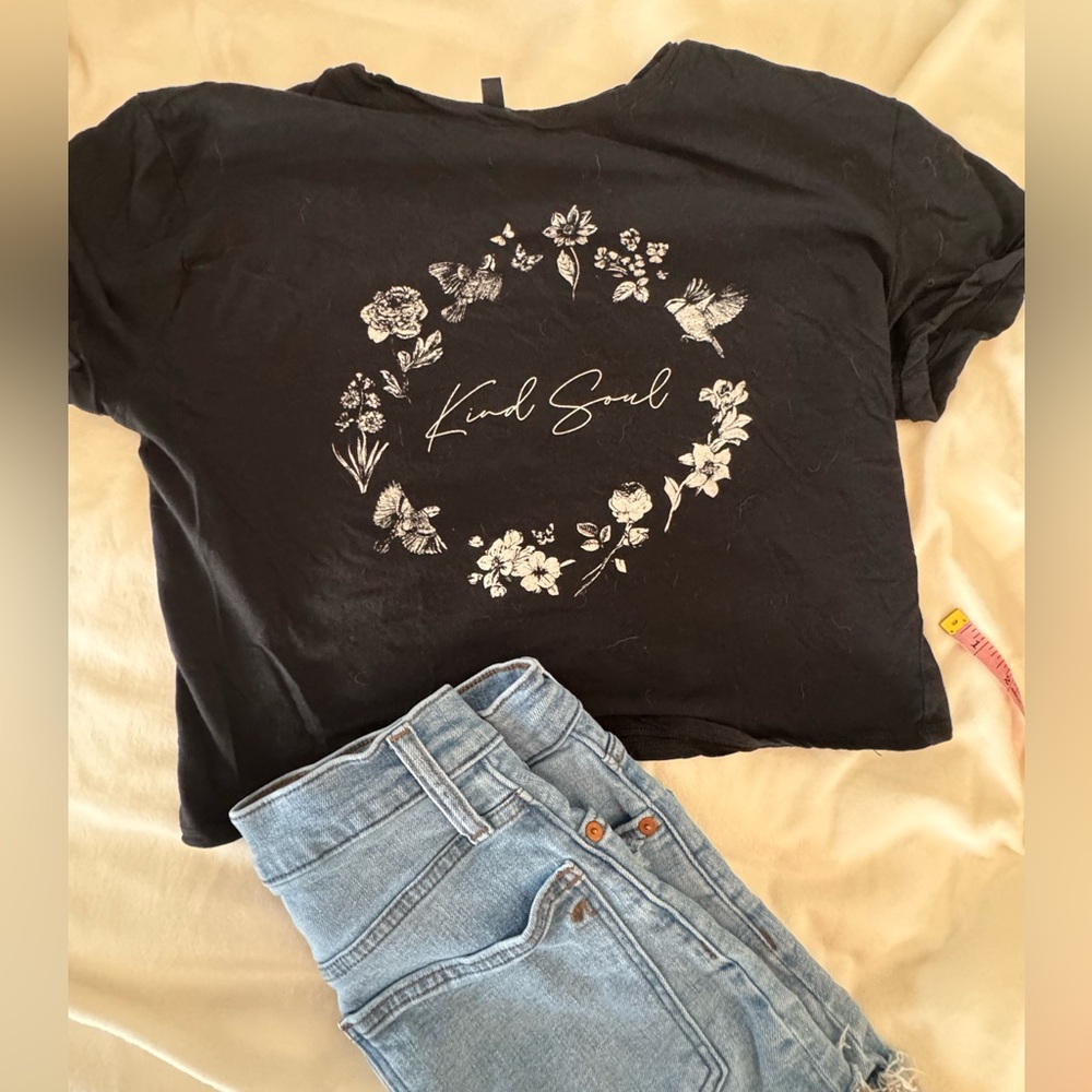 One love “kind soul” black crop top